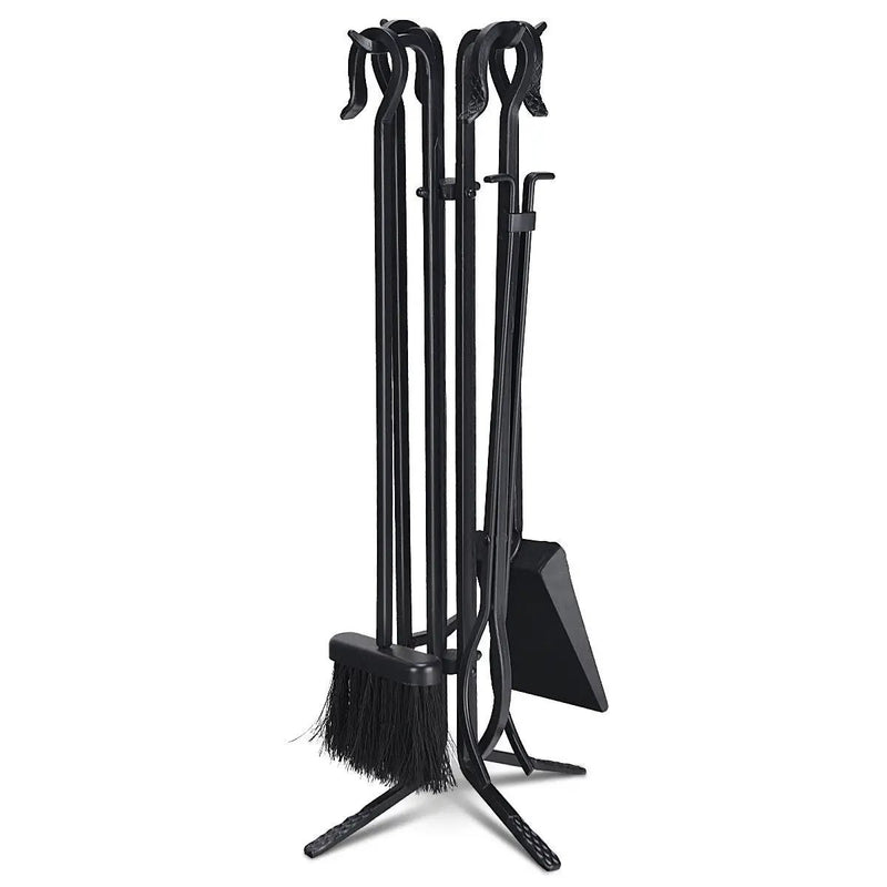 5 Pieces Fireplace Iron Standing Tools Set by DirectDeals