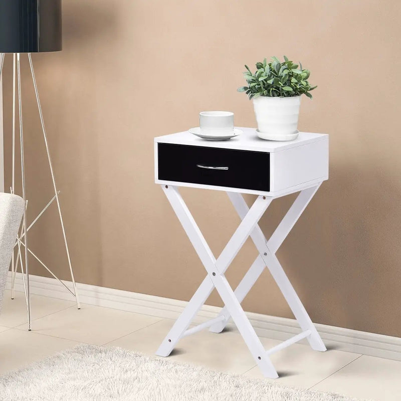 Modern X-Shape Accent Side End Table-Black by DirectDeals