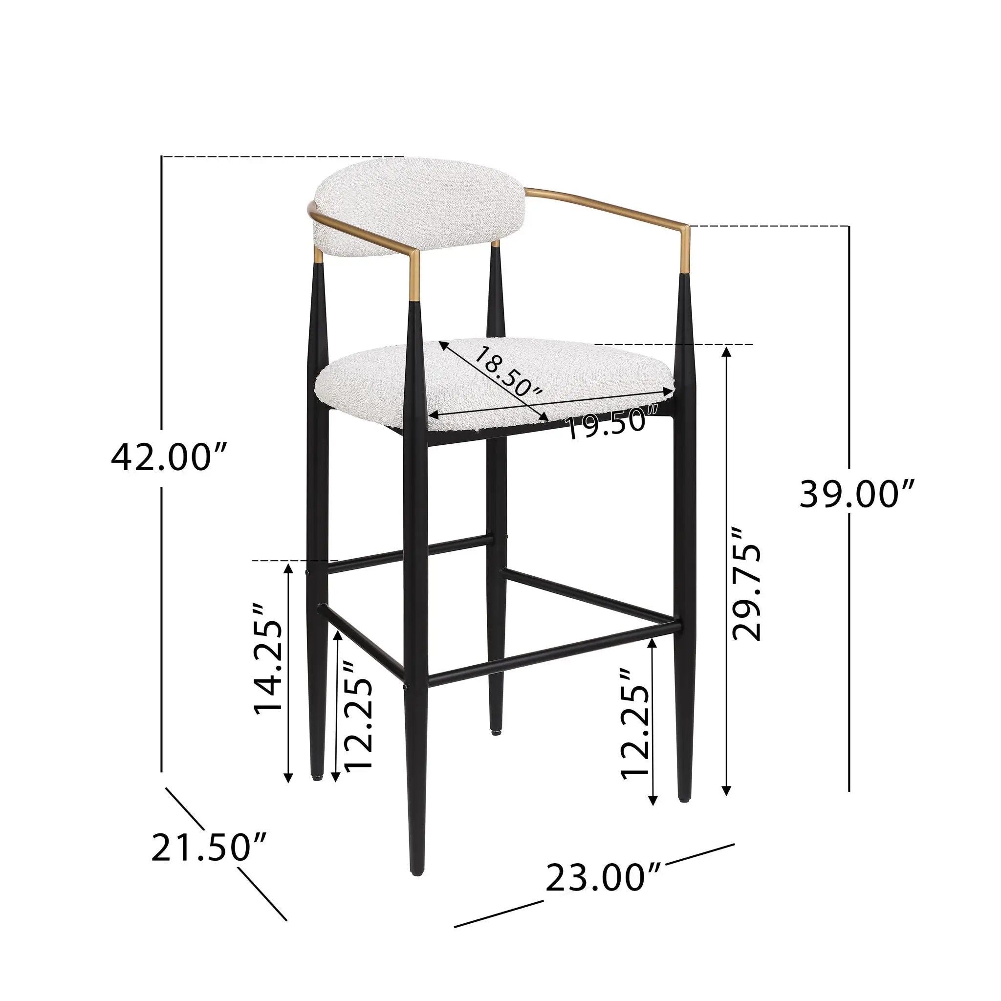 Upholstered Bar Stools With Backs for Kitchen Island (Set of 2) - Beige by HouseOfZazla