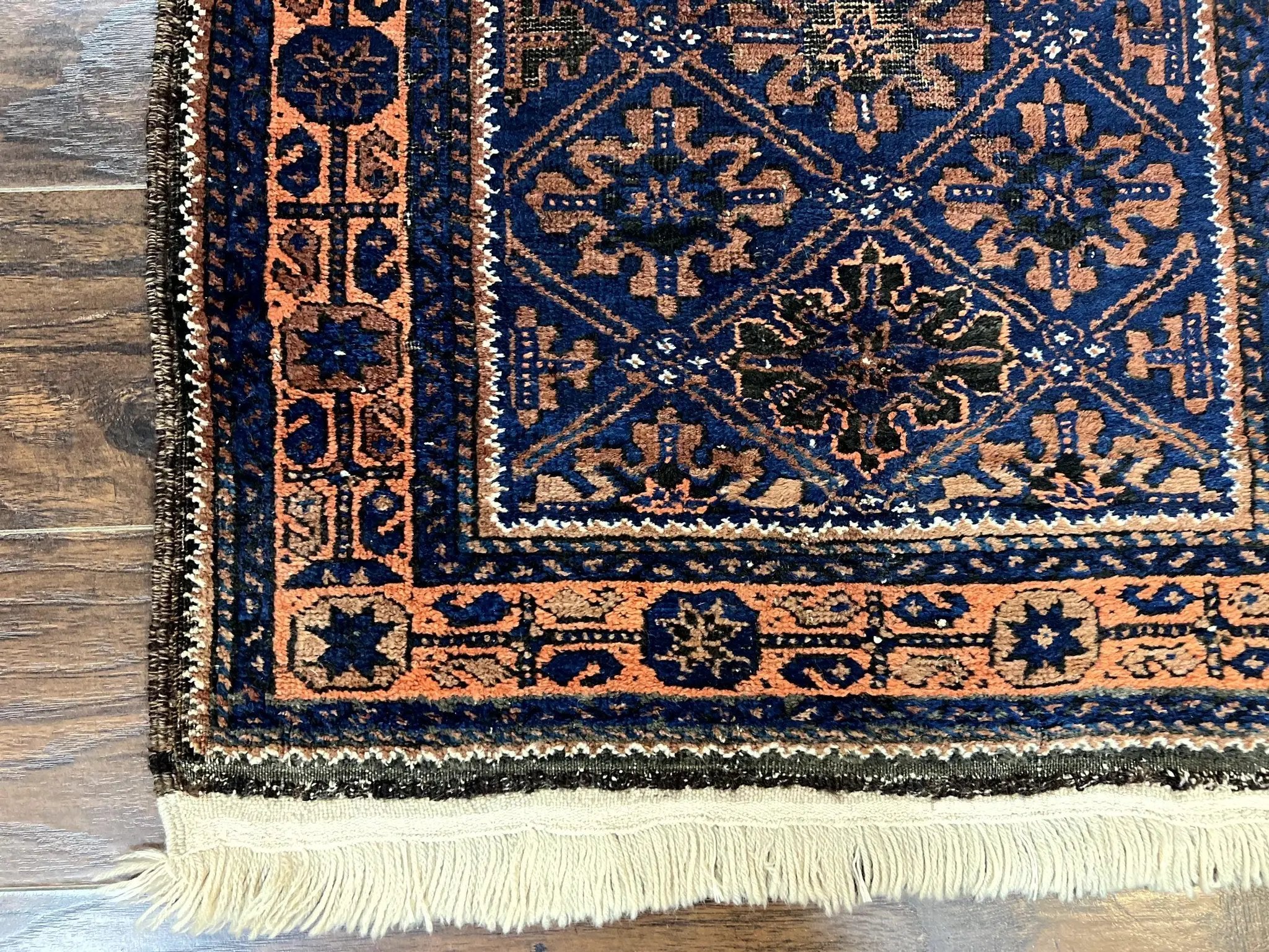 Small Antique Persian Rug 2.7 x 4.7, Handmade Wool Rug, Navy Blue, Balouch Rug, Tribal Rug by Jewel Rugs