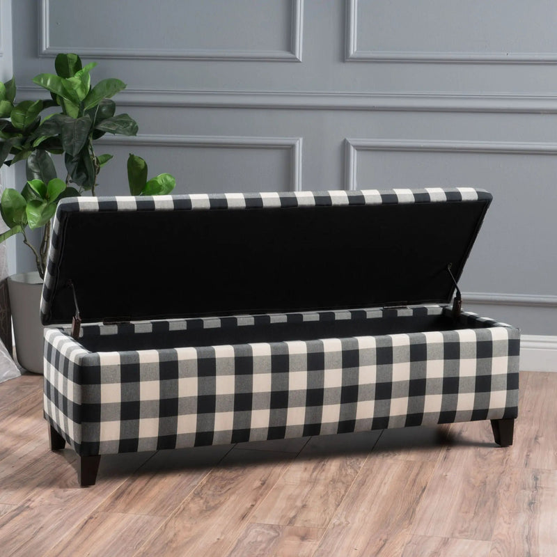 Contemporary Storage Ottoman With Seating And Storage - Black by HouseOfZazla