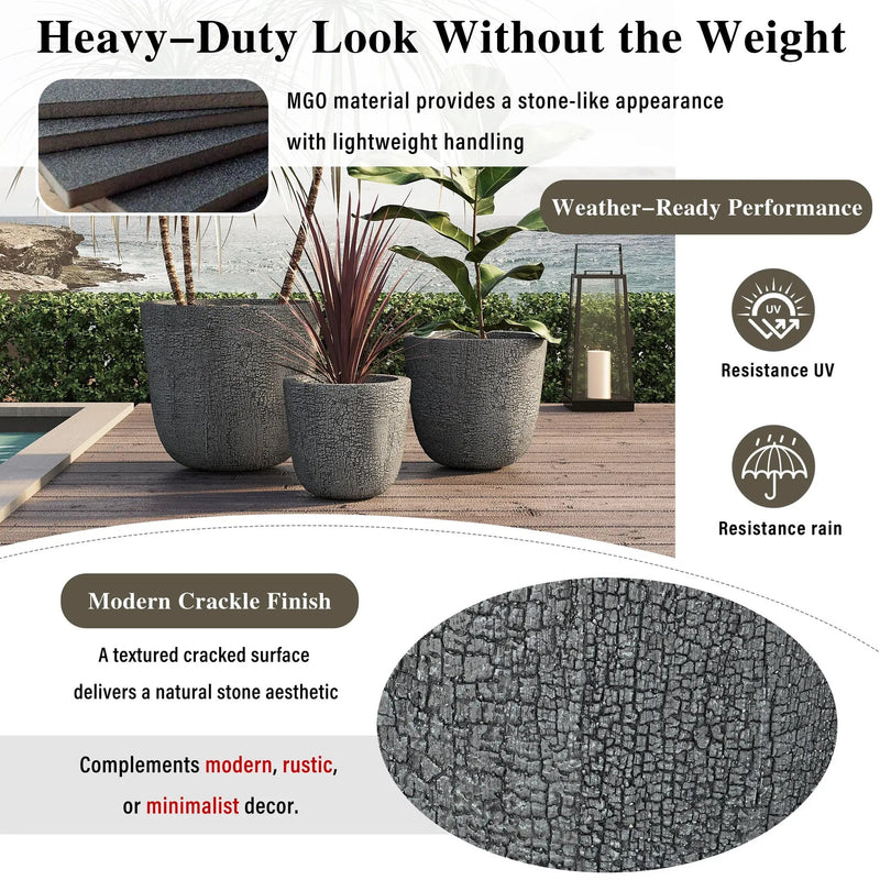 U_STYLE Lightweight MGO Planter Set of 3 by HouseOfZazla