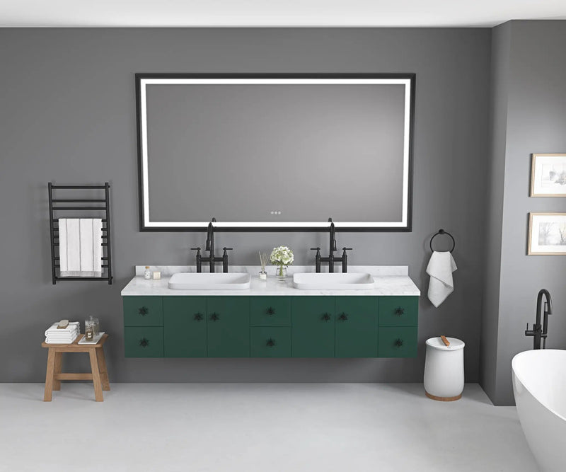 84 x 48 Inch LED Bathroom Mirror with Aluminum Frame by HouseOfZazla