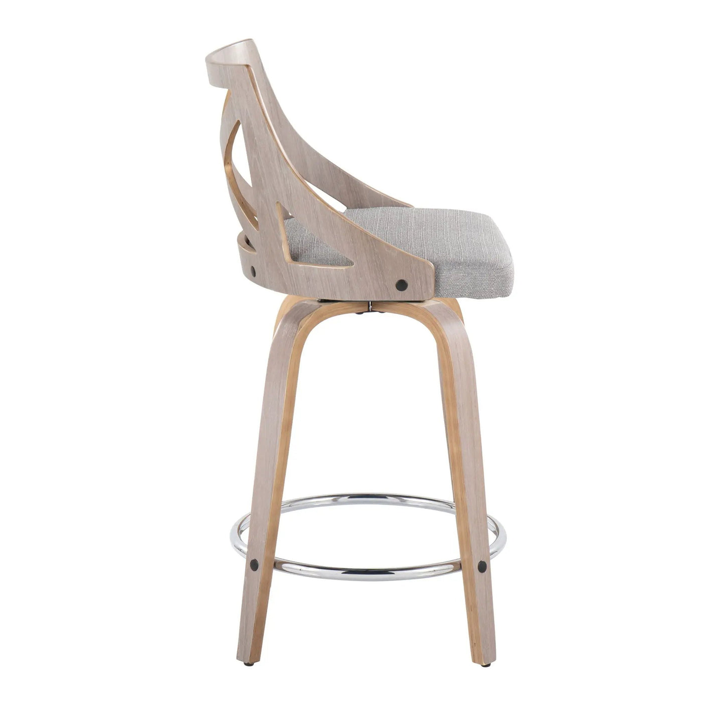 Charlotte - Farmhouse Fixed Height Counter Stool & Swivel With Round Footrest (Set of 2) by HouseOfZazla