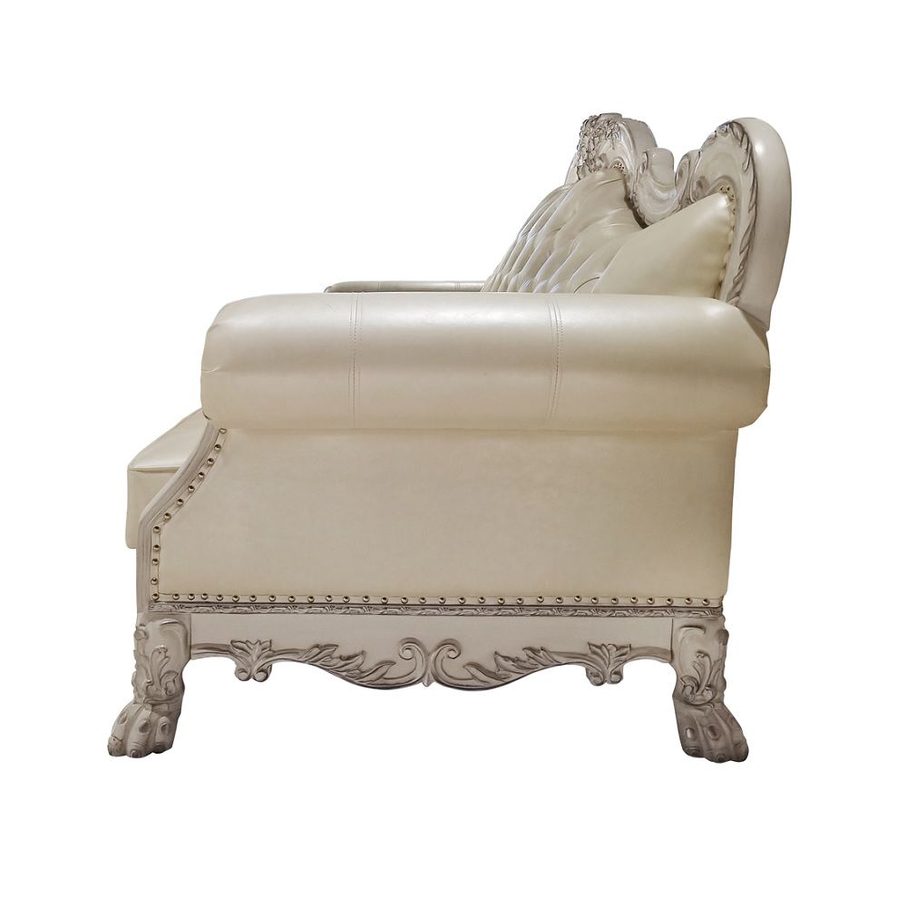 Dresden - Sofa With 4 Pillows - Synthetic Leather & Bone White by Unique Piece Furniture