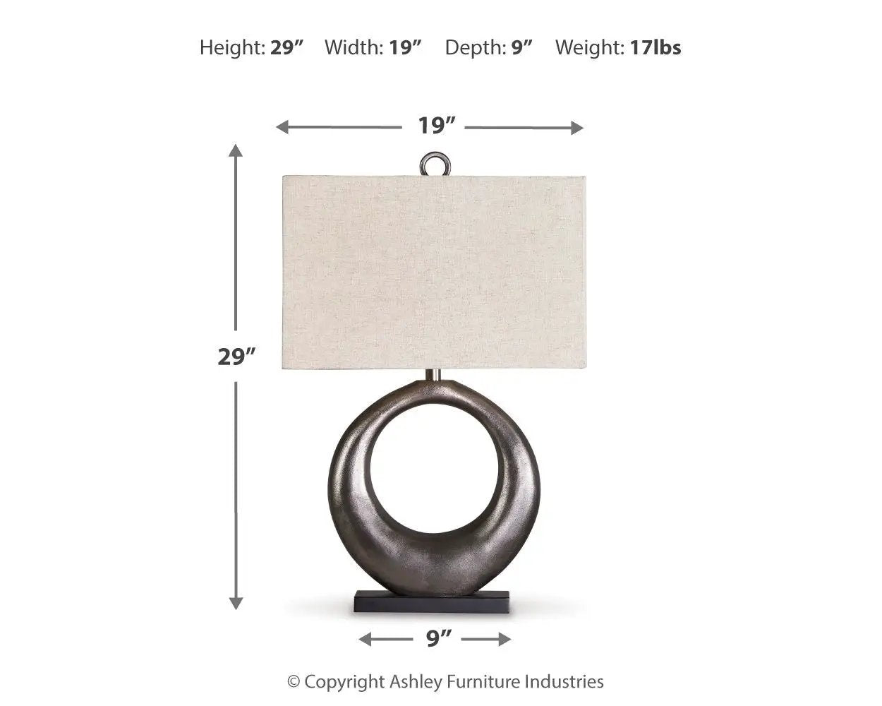 Saria - Metal Table Lamp - Antique Silver Finish by Unique Piece Furniture