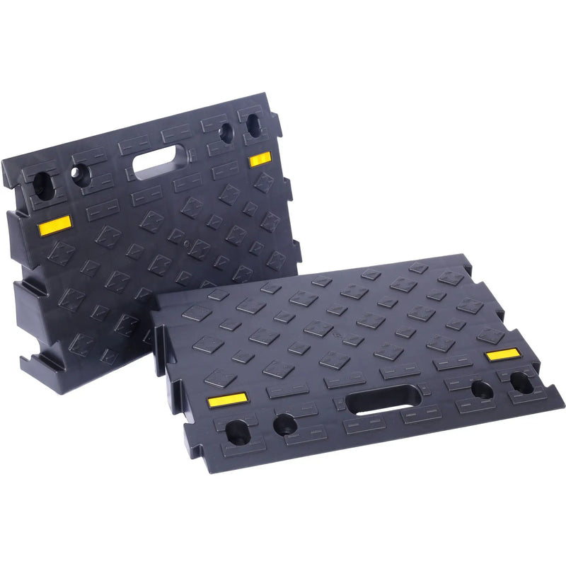 Heavy Duty Plastic 4" High Portable Automotive Curb Ramp For Cars & Wheelchairs Interlocking Design - Black by HouseOfZazla