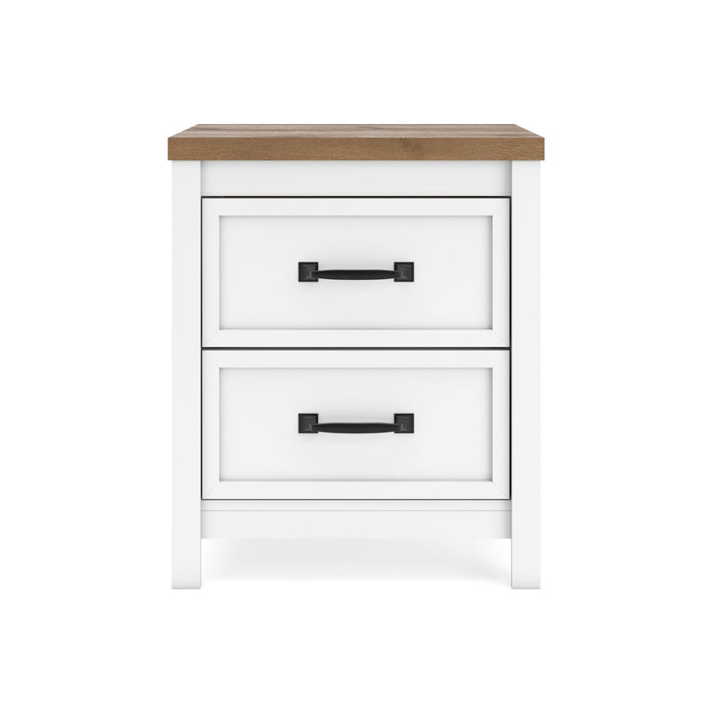 Kerisden - Two Drawer Night Stand - White / Brown, photo 5 of 7