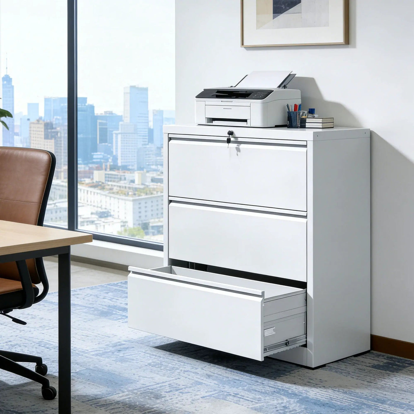 Lateral File Cabinet, Locking Heavy Duty, Anti-Tip Safety Interlock, Vertical Storage For Letter/Legal/A4 Files by HouseOfZazla