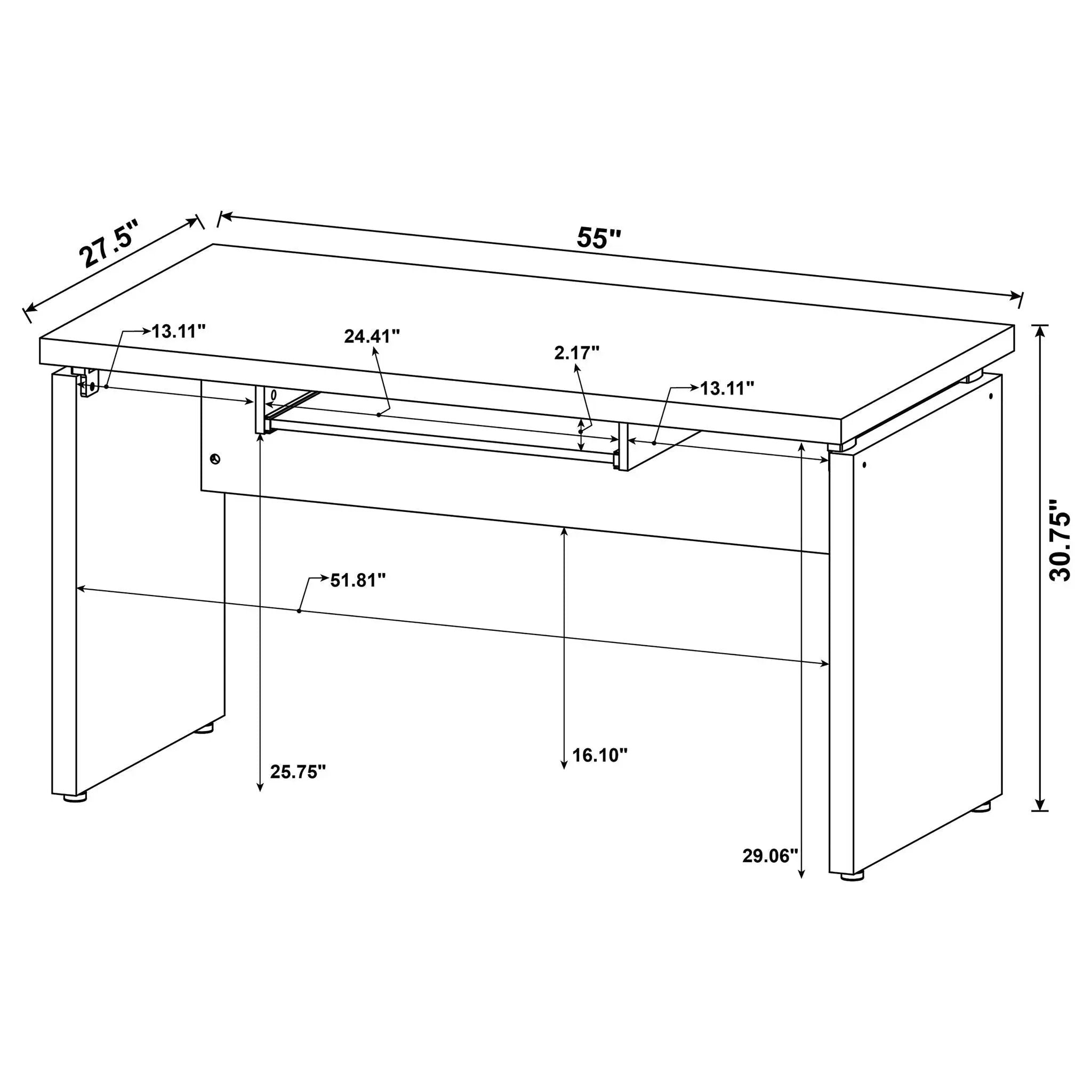 Floating - Top Computer Desk With Pullout Keyboard Shelf - Brown by HouseOfZazla