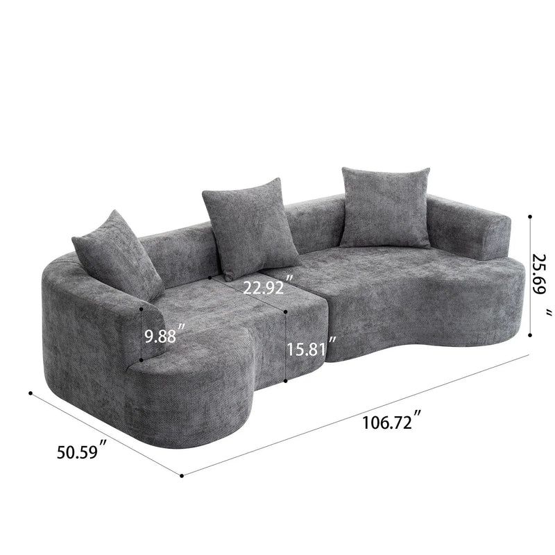 Modern Style Ultra Smooth Curved Sofa With 3 Pillows by HouseOfZazla