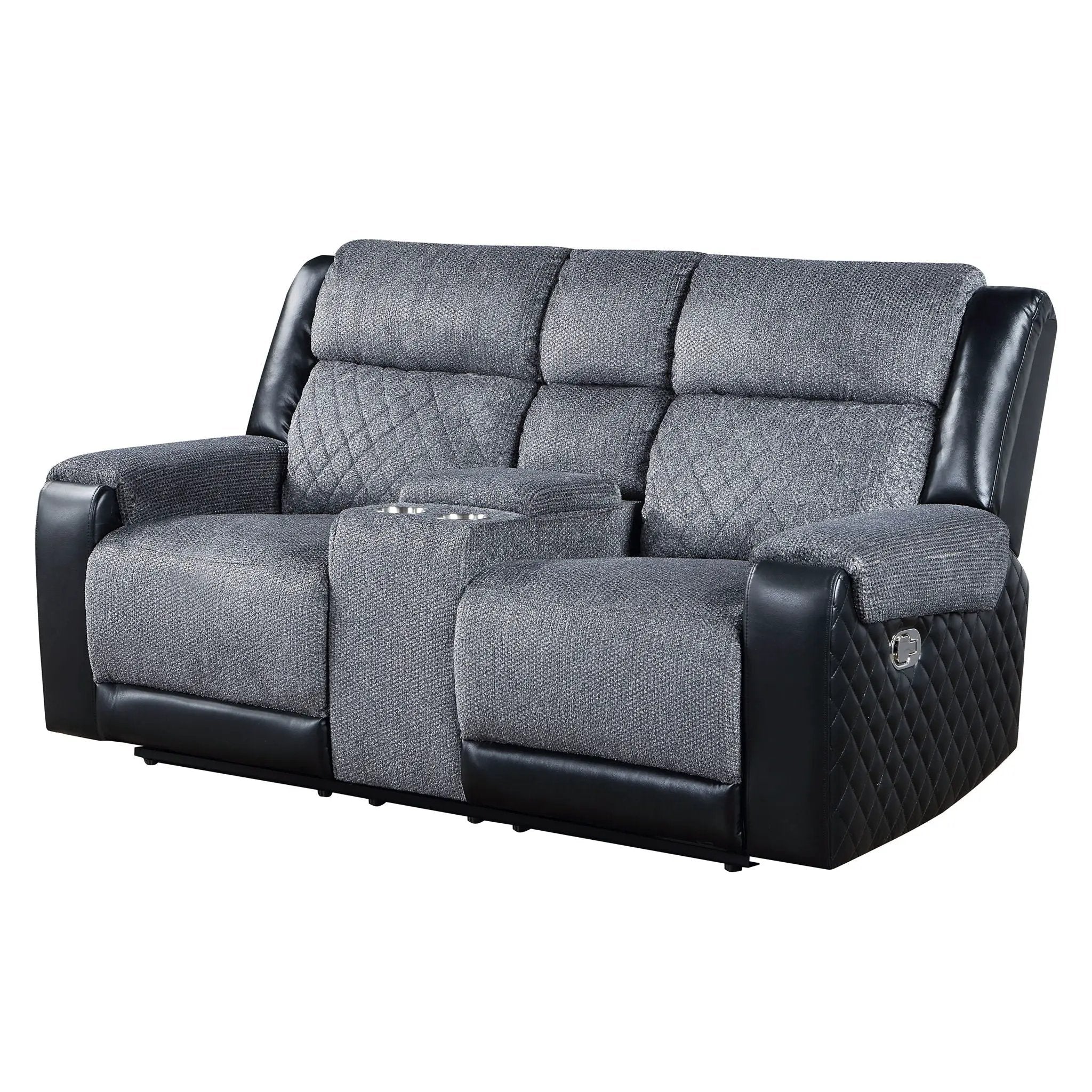 Alicia - Console Reclining Loveseat - Gray Black by HouseOfZazla