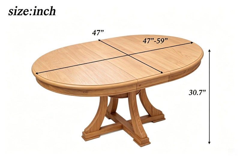 5-Piece Round Extendable Solid Wood Dining Table Set, photo 4 of 10