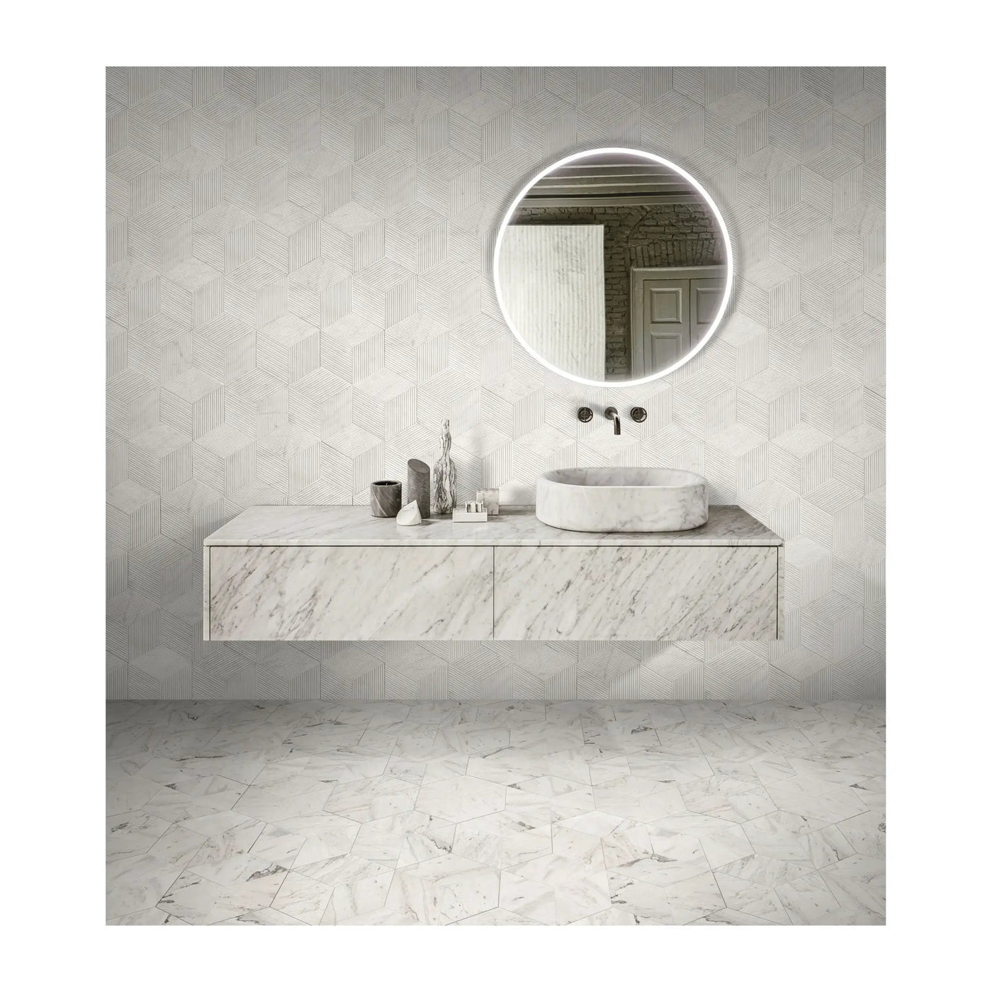 Hexagon Natural Marble Polished Tile For Wall And Floor (Set of 12) by HouseOfZazla