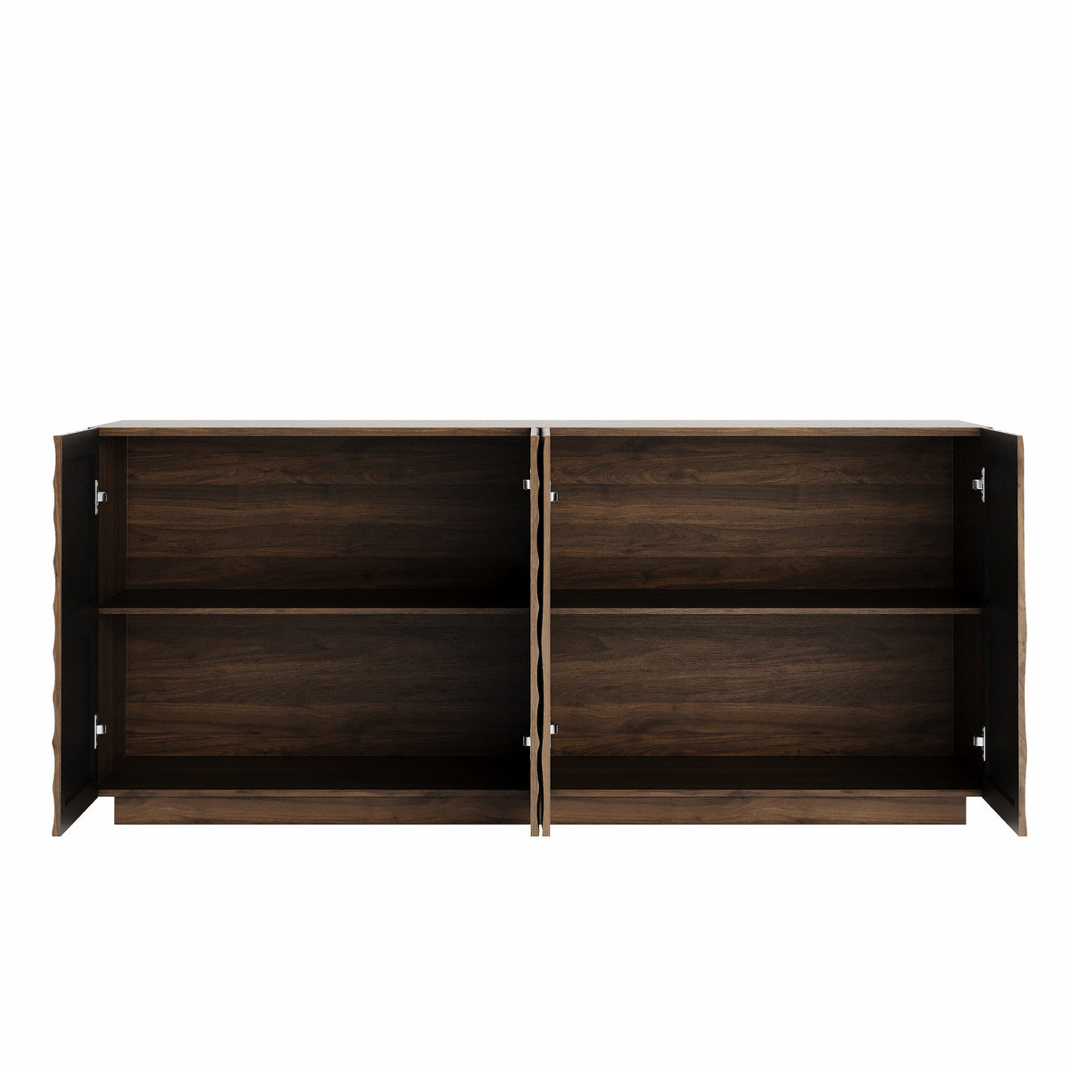Walnut Buffet Cabinet with Storage - 4-Door Modern Sideboard, photo 9 of 10