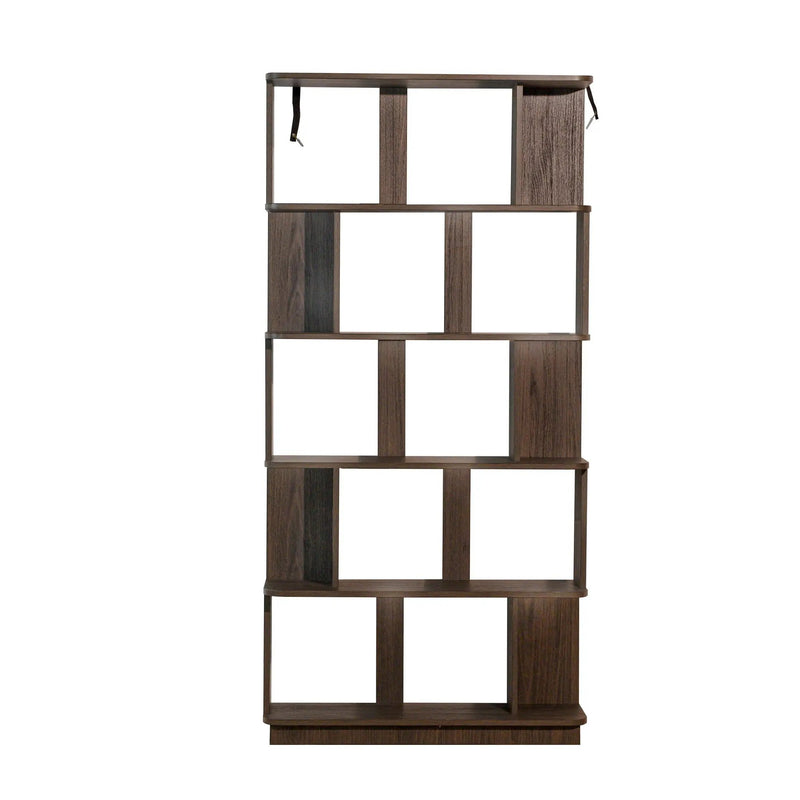 5 Tier Open Bookshelf, Free Combination Storage Shelving For Living Room - Dark Brown by HouseOfZazla