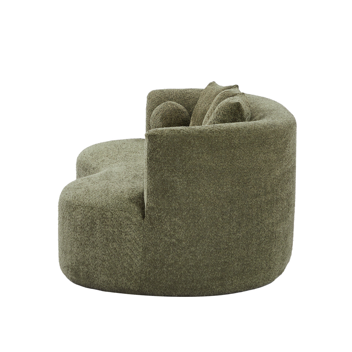 Curved Modern Boucle Sofa with Upholstered Finish - Forest Green, Beige, Camel, photo 6 of 8