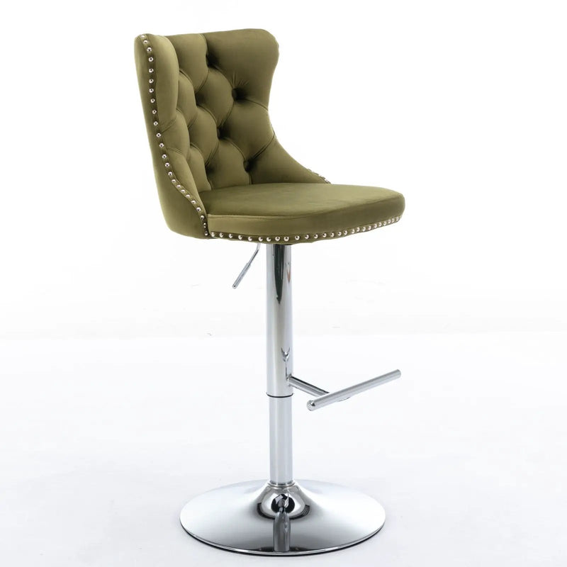 Swivel Barstools Adjusatble Seat Height From 25-33", Modern Upholstered Base Bar Stools With Backs Comfortable Tufted For Home Pub And Kitchen Island (Set of 2) by Unique Piece Furniture