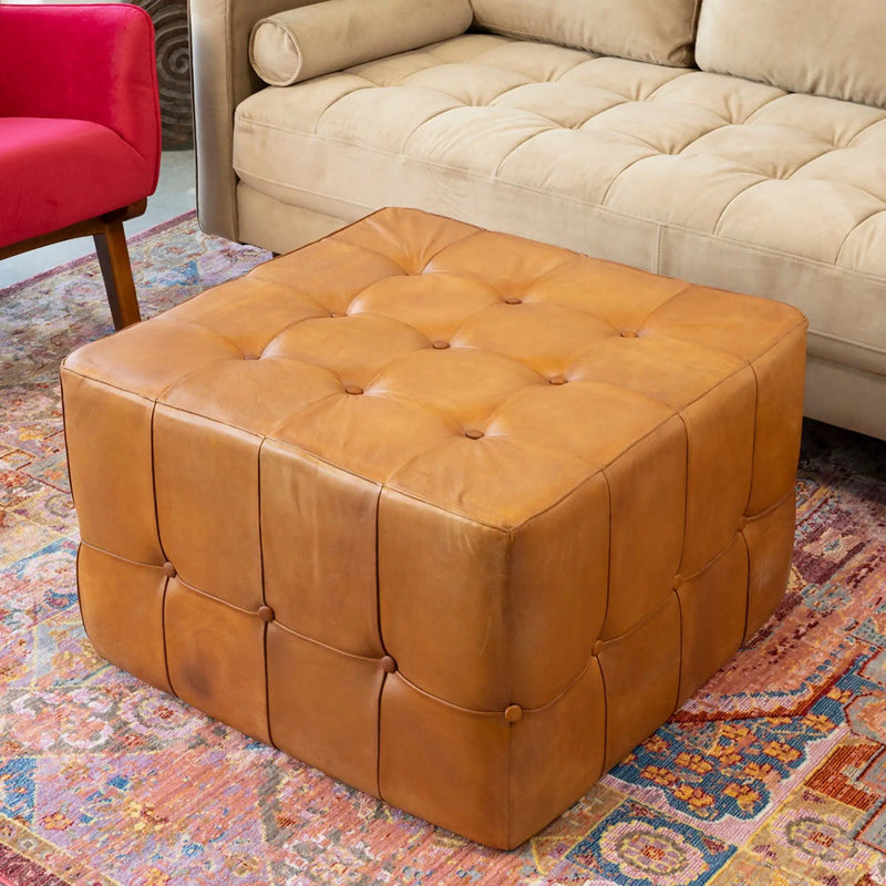 Benjiro - Square Ottoman - Tan by HouseOfZazla