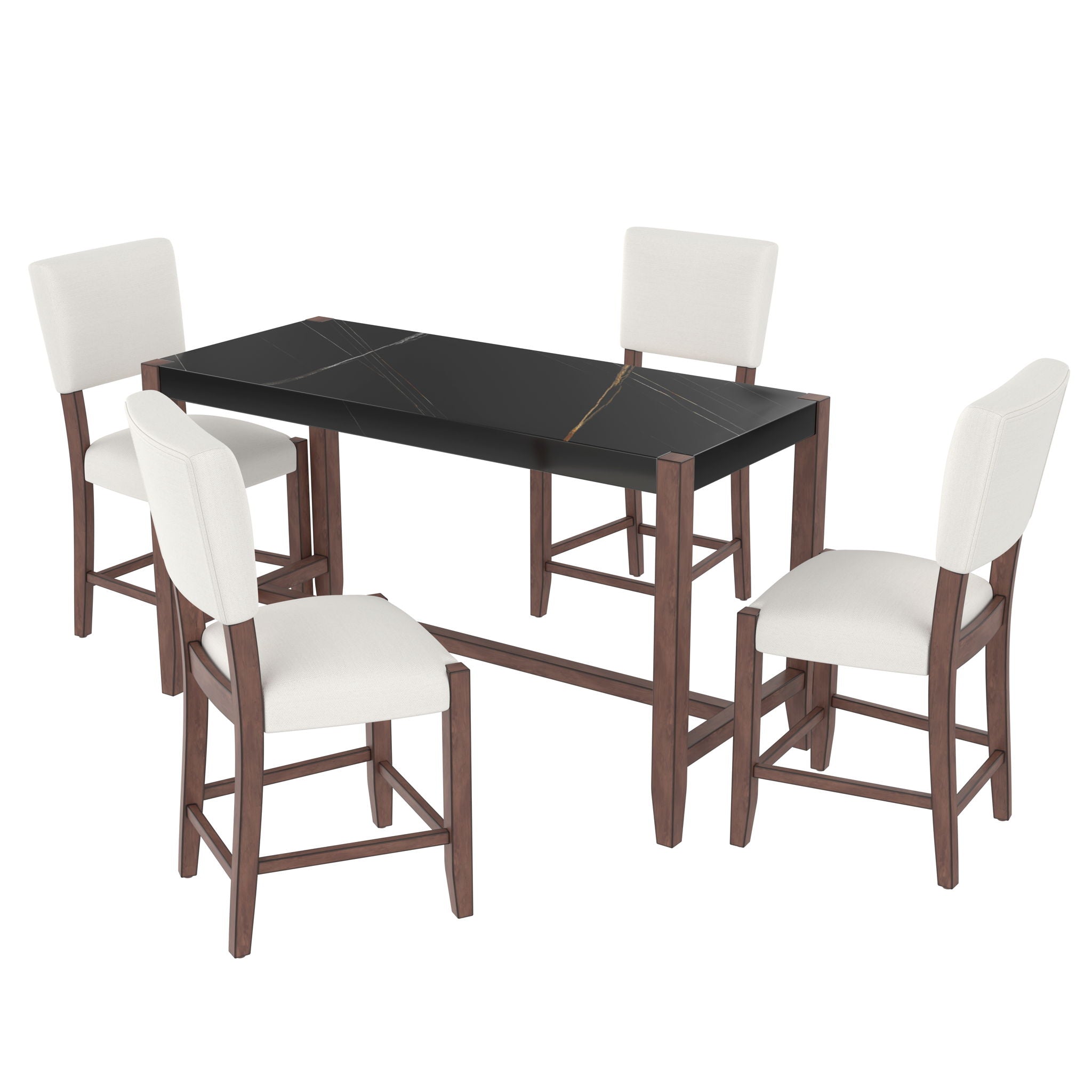5 Piece Counter Height Dining Set, Bar Table With 4 Upholstered Chairs by HouseOfZazla