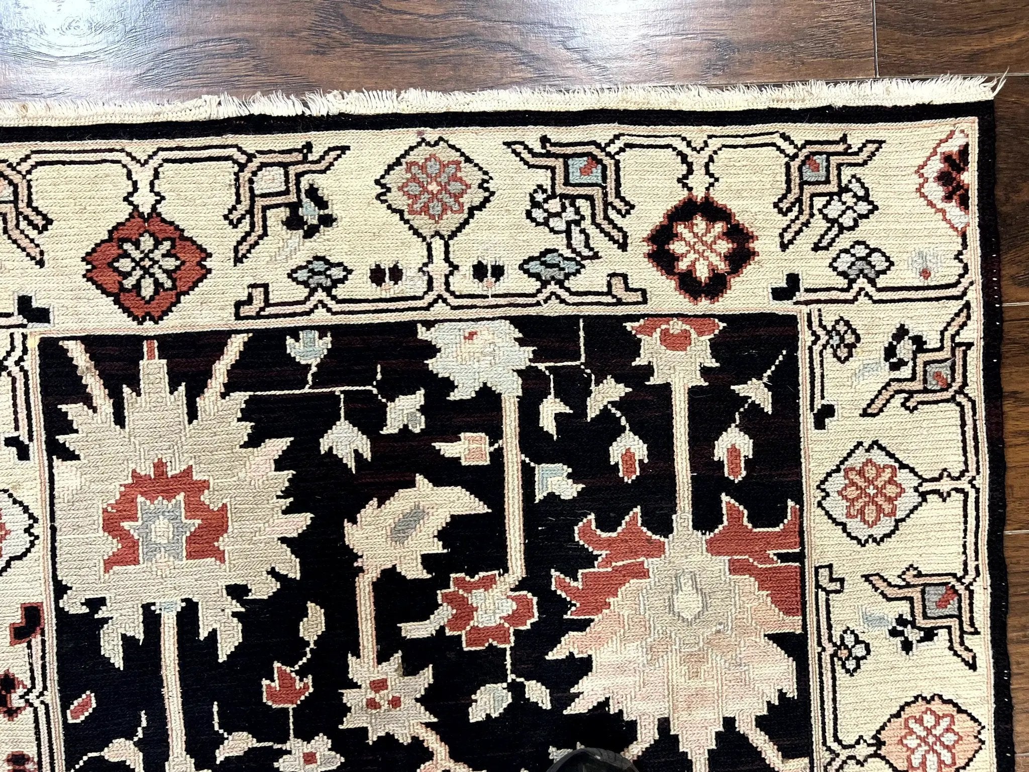 Turkish Flatweave Kilim Rug 3x5, Black, Handmade Vintage Wool Carpet by Jewel Rugs