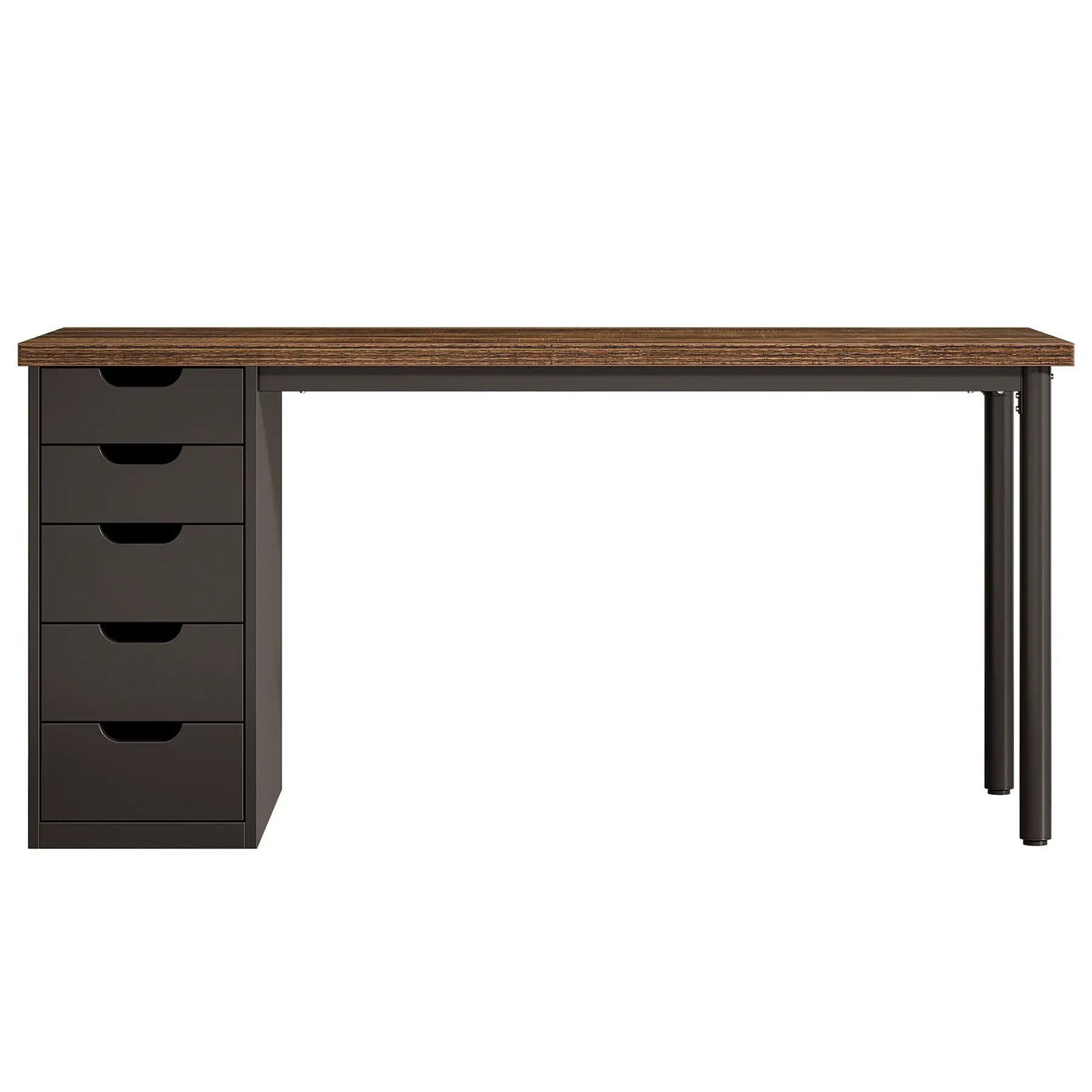 Computer Desk With 5 Drawers, Reversible Cabinet Design by HouseOfZazla