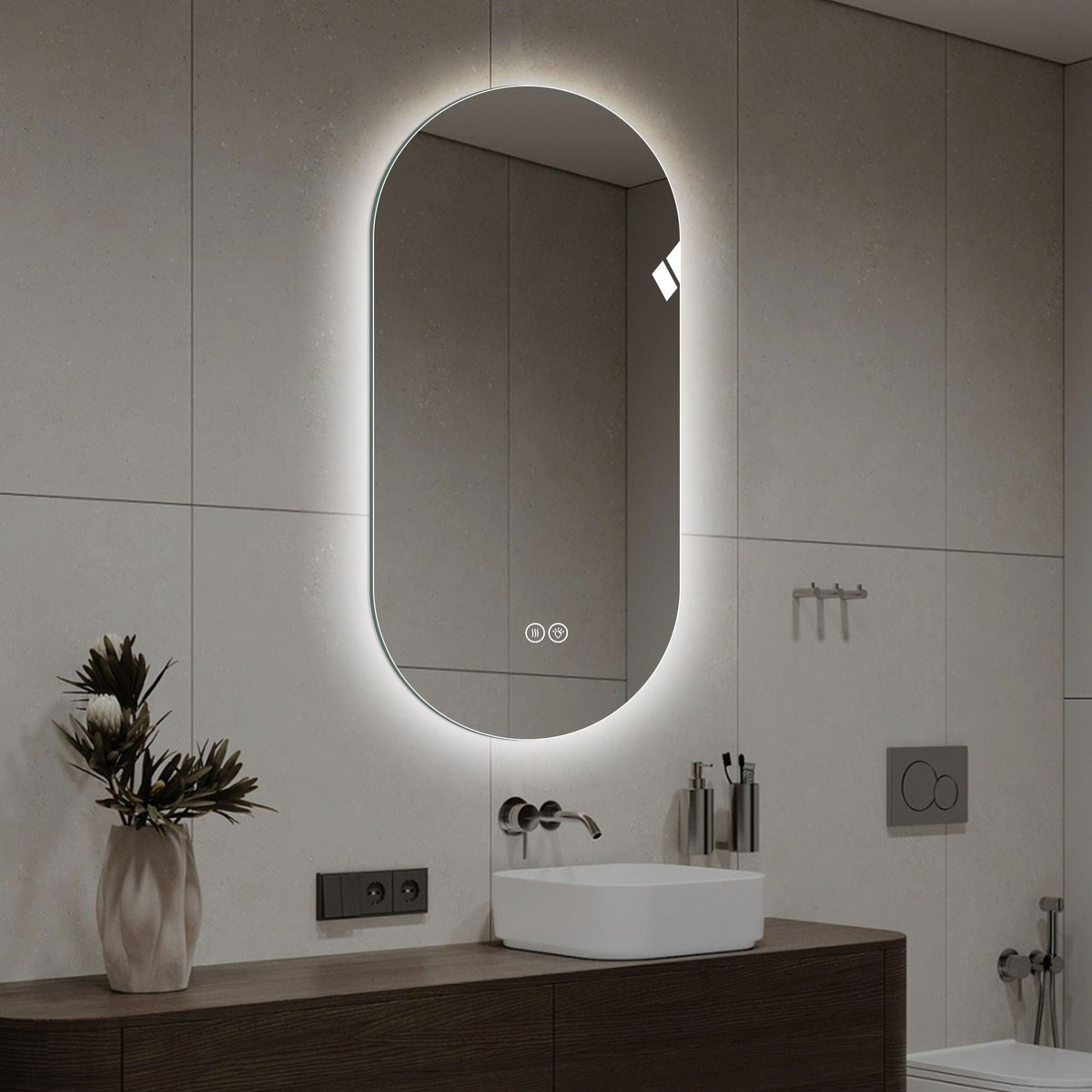 Smart Wall Mounted LED Touch Screen Mirror With Anti-Fog Function And Adjustable Lighting, photo 12 of 14
