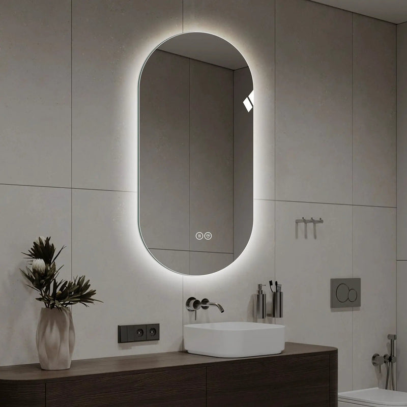 Smart Wall Mounted LED Touch Screen Mirror With Anti-Fog Function And Adjustable Lighting by Unique Piece Furniture