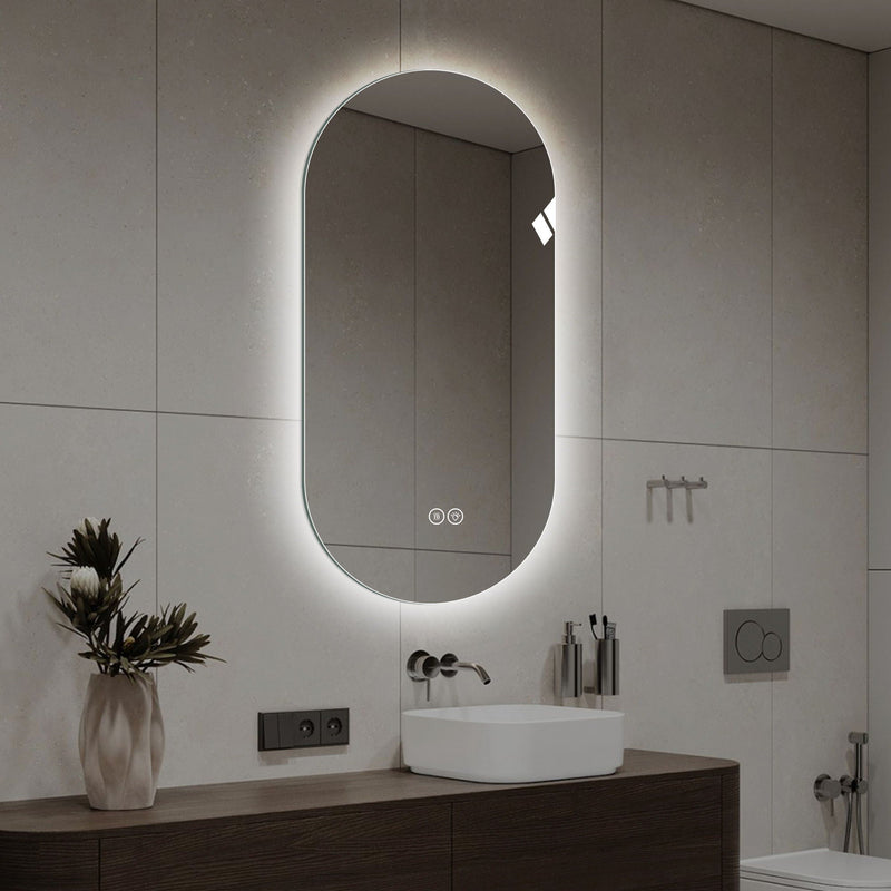 Smart LED Wall Mounted Mirror with Touch Screen and Adjustable Lighting - Pearl Silver, photo 14 of 18