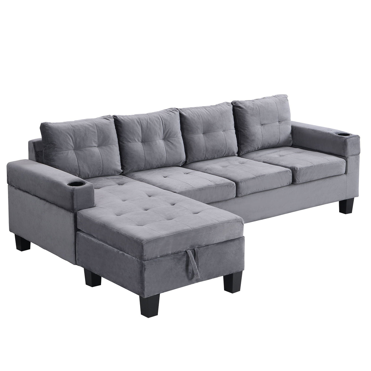 Modern Sectional Sofa Set With L Shape Chaise Lounge and Storage - Dark Gray, photo 19 of 30