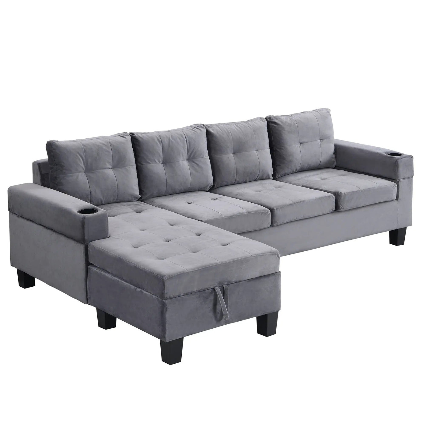 Modern Sectional Sofa Set With L Shape Chaise Lounge And Storage by HouseOfZazla