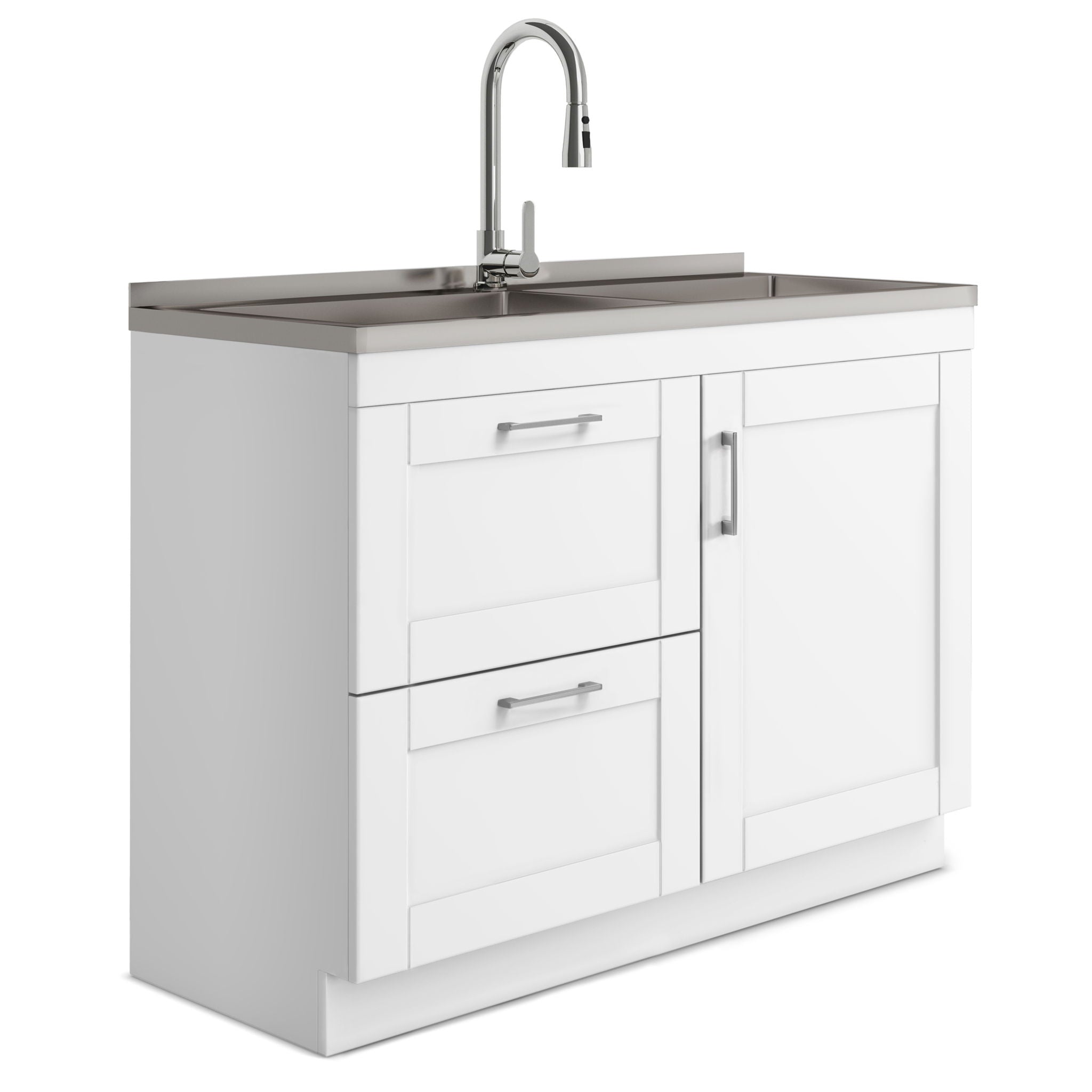 Shaker - Modern Wide Laundry Cabinet With Faucet And Sink - White by HouseOfZazla
