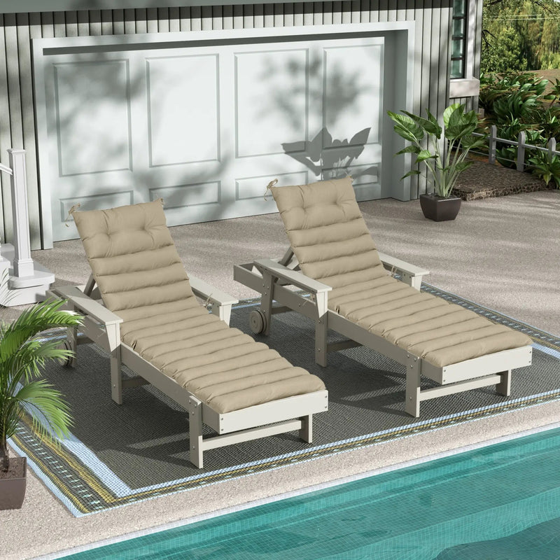 Outdoor Lounge Chair Cushion Replacement Set - 2PCS - Khaki by HouseOfZazla