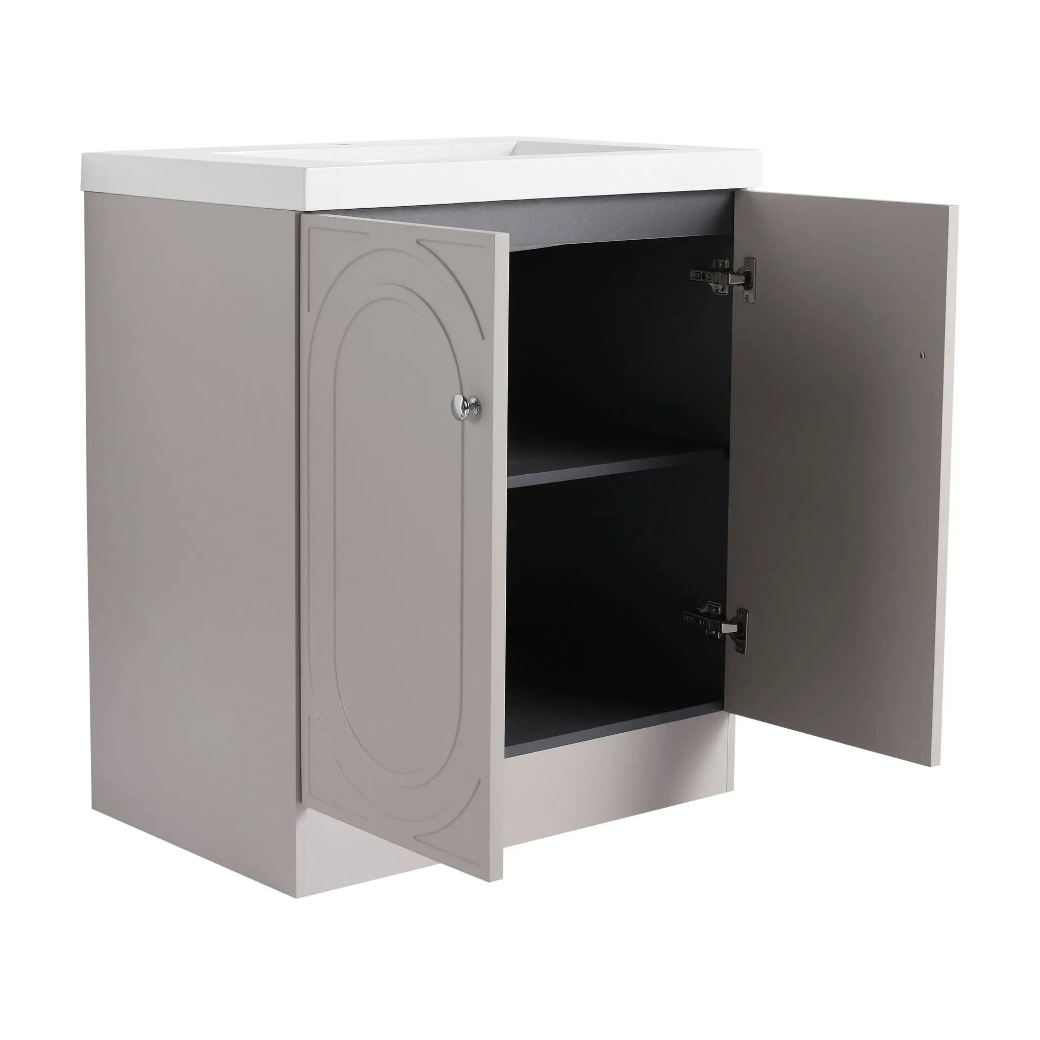 Contemporary Freestanding Bathroom Vanity With Resin Sink & Soft-Close Cabinet Doors by HouseOfZazla