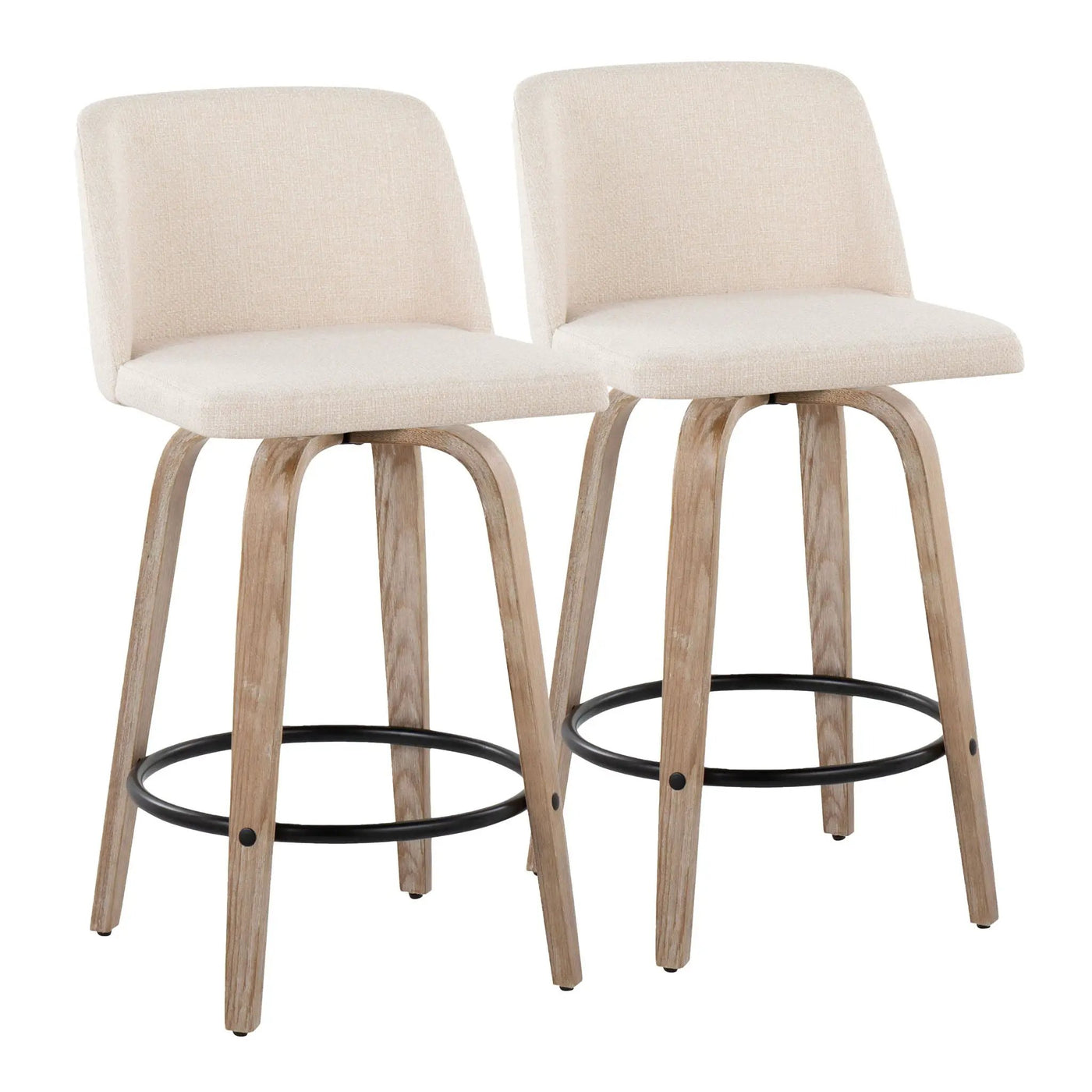 Toriano - Contemporary Fixed-Height Counter Stool & Swivel With Round Footrest (Set of 2) by HouseOfZazla