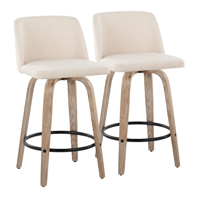 Toriano - Contemporary Fixed-Height Counter Stool & Swivel With Round Footrest (Set of 2) by HouseOfZazla
