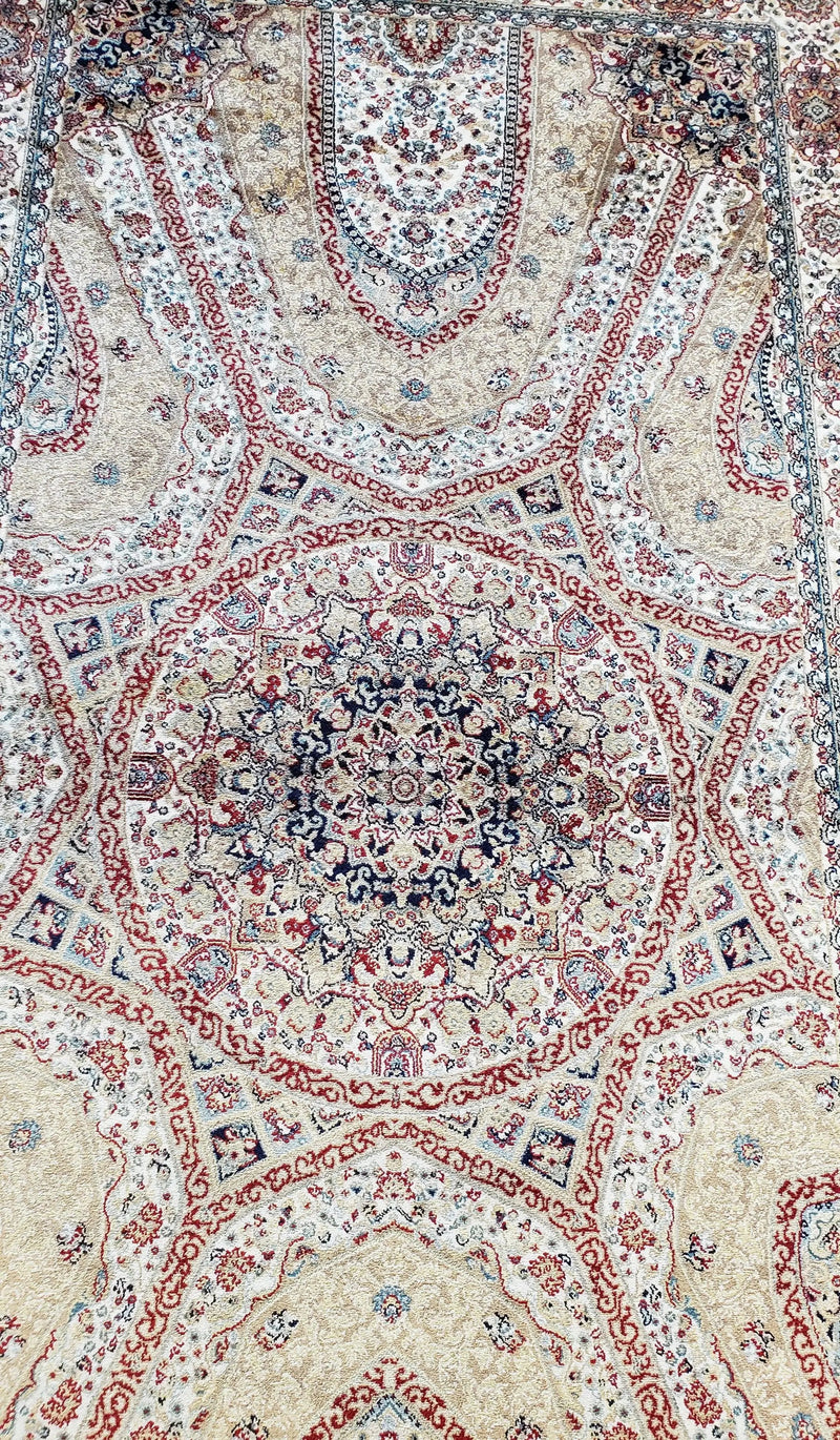 Beige & Cream Small Turkish Silk Rug, Bamboo Silk, Power-Loomed, Persian Design, High Quality, Soft Accent Rug, 3x5 ft, 2' 8" x 4' 11" by Jewel Rugs