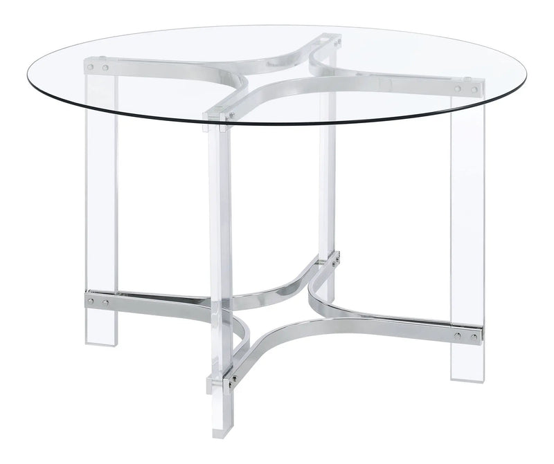 Keeling 5-piece Round Glass Top Acrylic Dining Set Chrome by Unique Piece Furniture