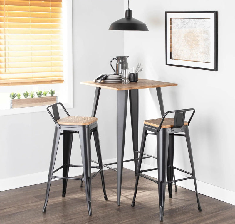 Oregon - Industrial Low Back Barstool (Set of 2) - Black by Unique Piece Furniture