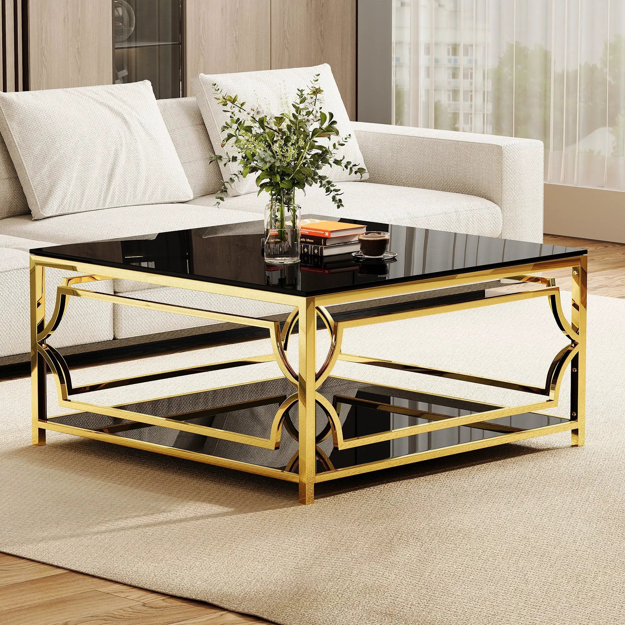 Square Glass Coffee Table in 33.5" by HouseOfZazla