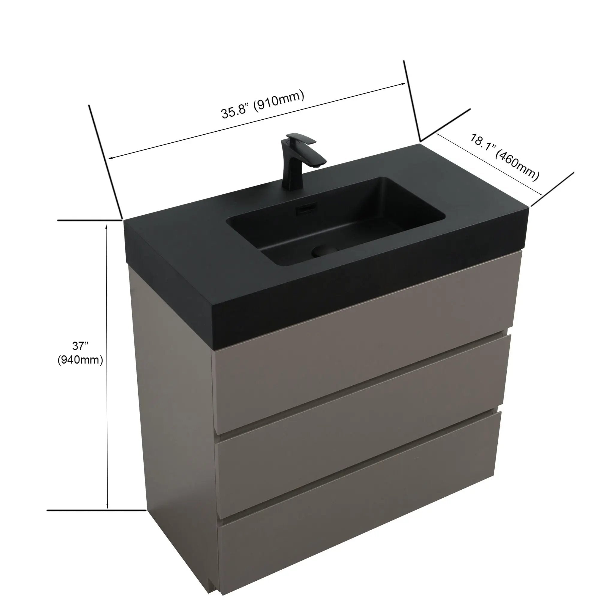Alice - Bathroom Vanity With Sink, Large Storage Freestanding Bathroom Vanity For Modern Bathroom, One-Piece Sink Basin Without Drain And Faucet by Unique Piece Furniture