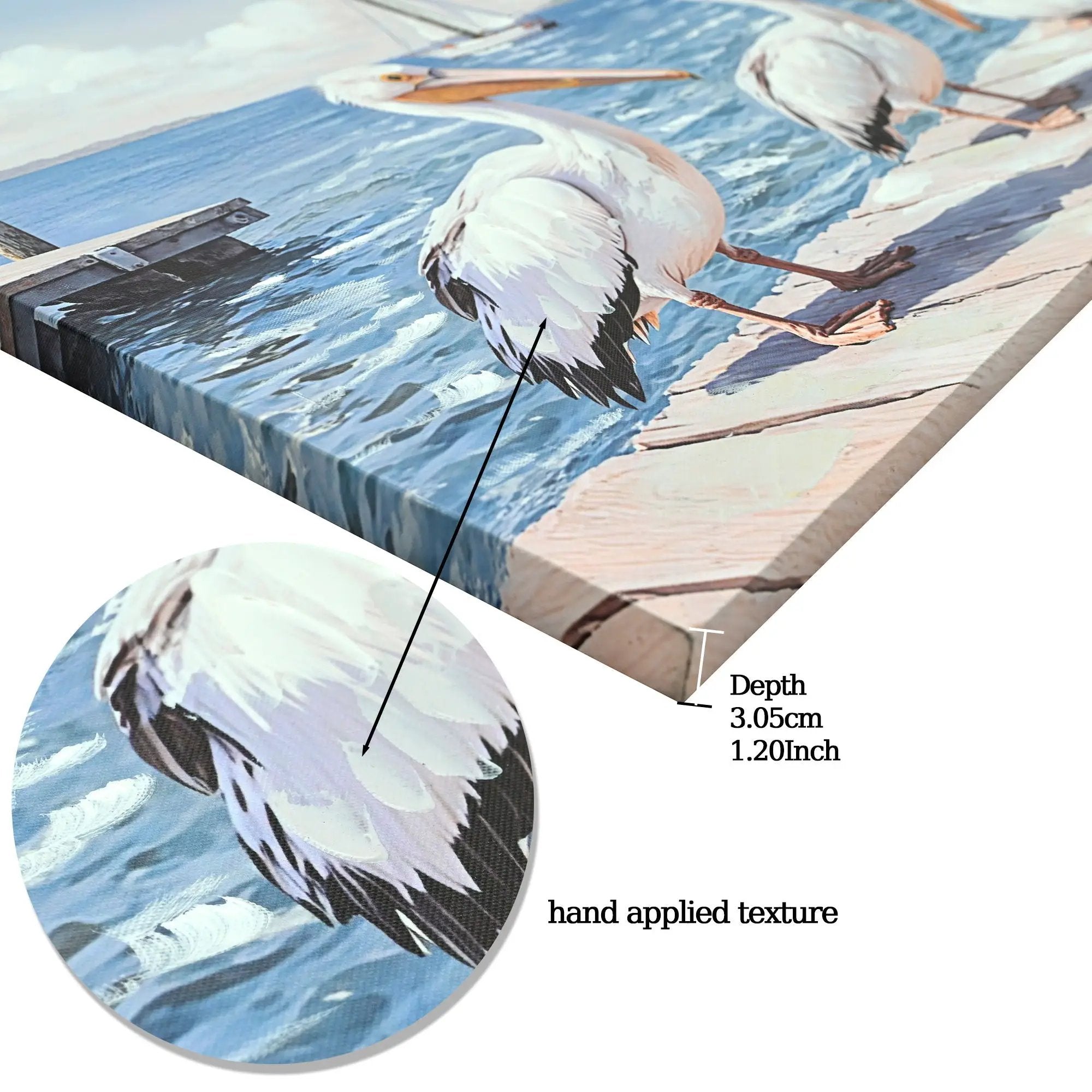 Beach Wall Art Large Ocean Seagull Canvas Pictures For Living Room - Ivory / Navy by HouseOfZazla