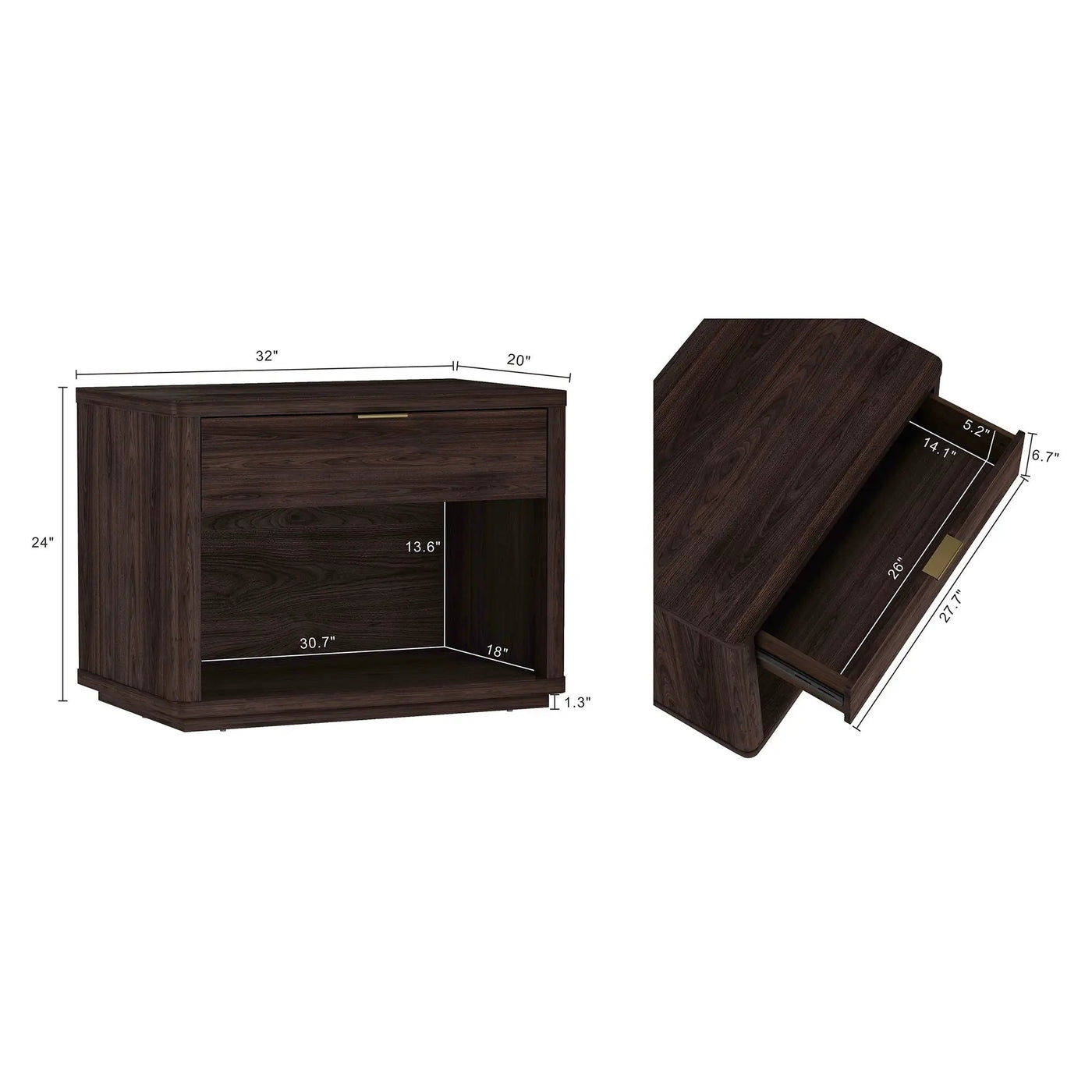 Evelyn - Nightstand With 1 Drawer And Open Shelf by HouseOfZazla