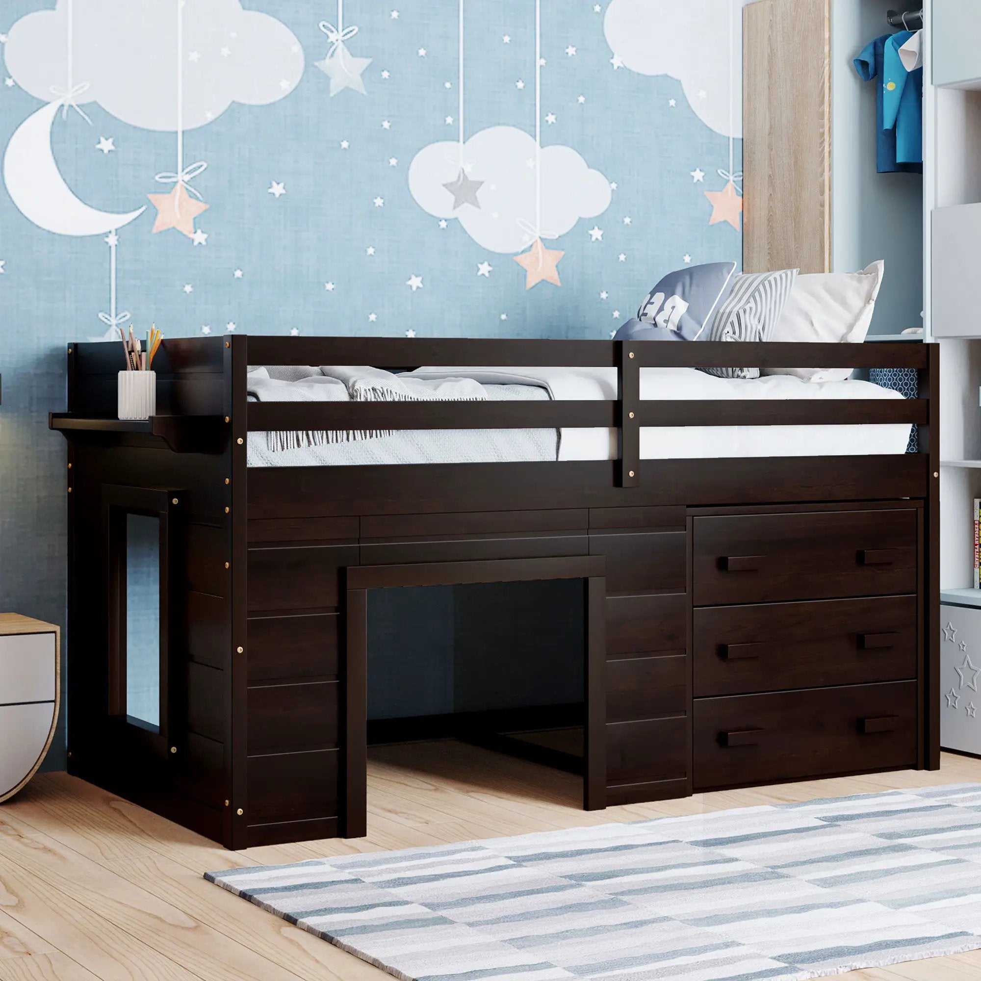 Loft Bed With Cabinet And Shelf by Unique Piece Furniture
