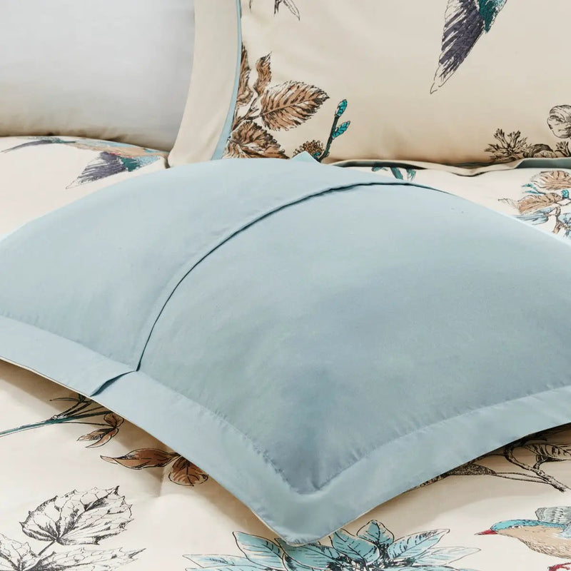 7 Piece Printed Cotton Twill Comforter Set Khaki Cal King by HouseOfZazla
