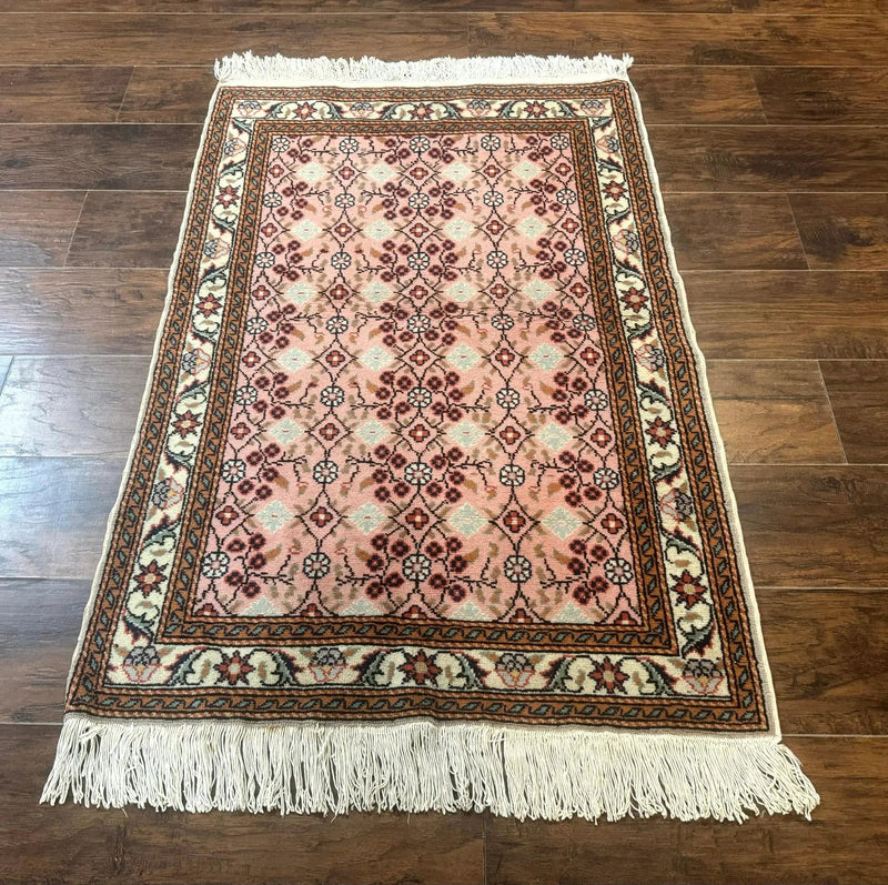 Turkish Sivas Rug 3x4, Pink, Handmade, Wool, Vintage by Jewel Rugs