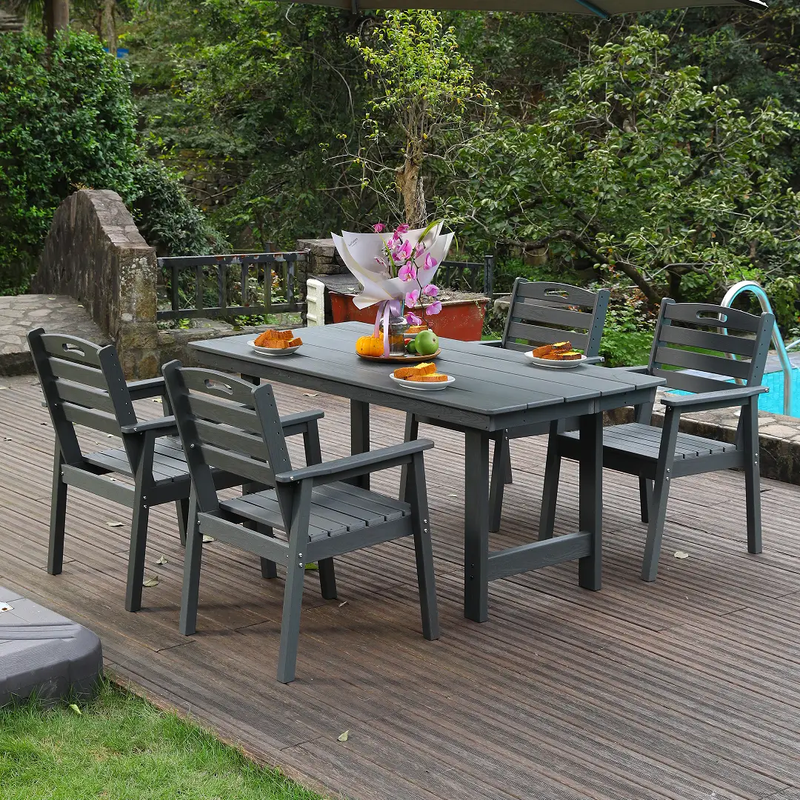 HDPE Outdoor Patio Dining Set with Table and Four Chairs by HouseOfZazla