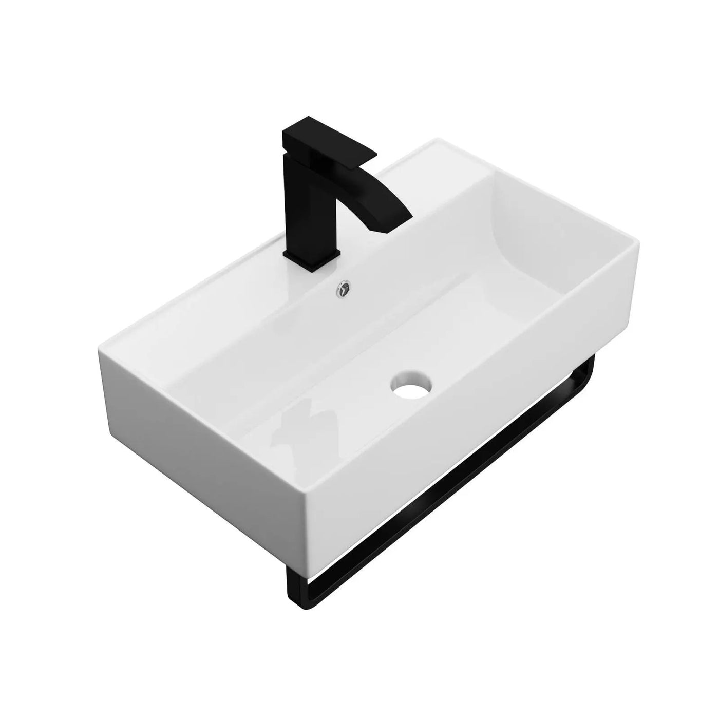 Wall Mounted Rectangular Bathroom Sink With Towel Bar by HouseOfZazla
