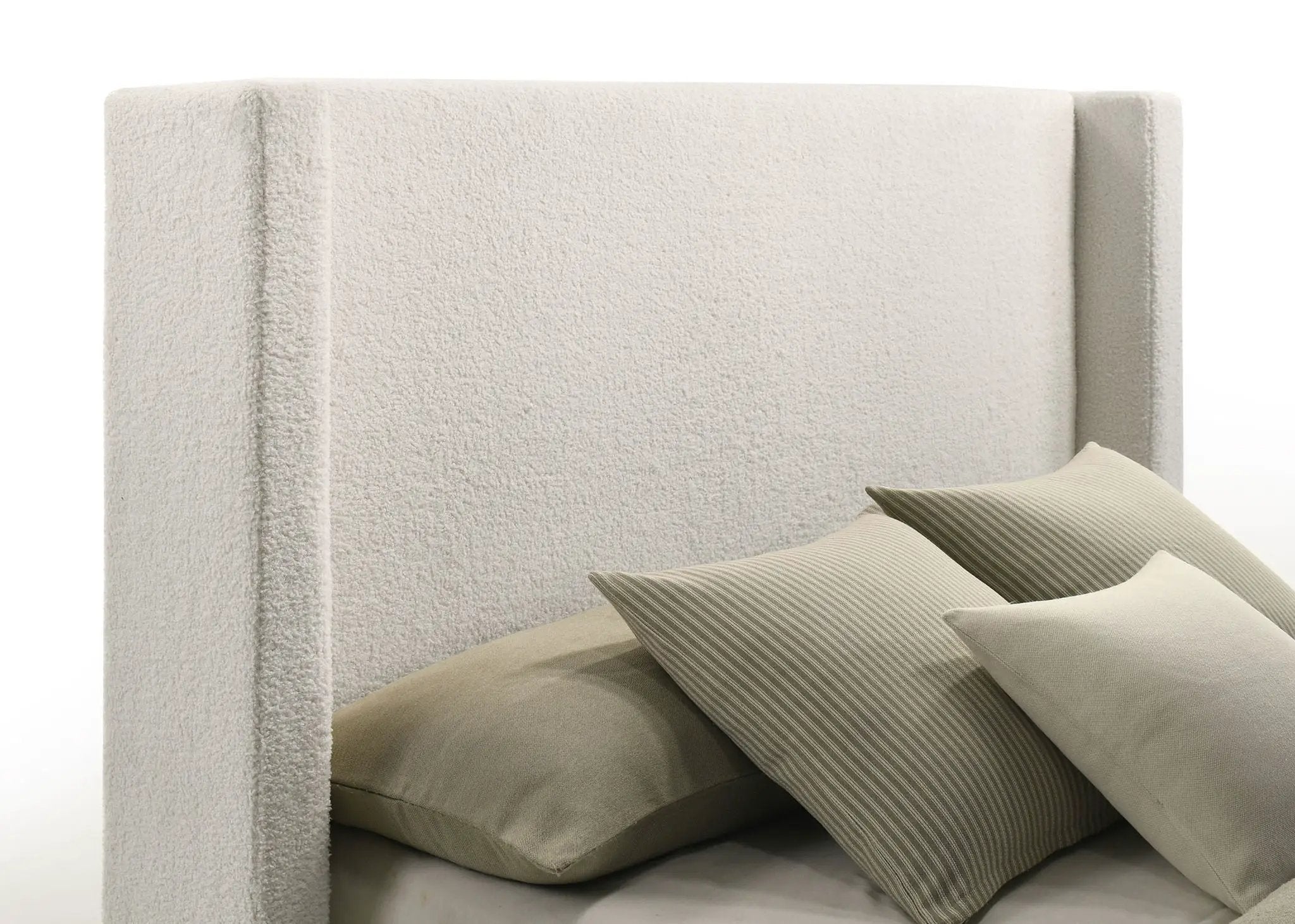 Alamosa Boucle Upholstered Queen Wingback Bed White by Unique Piece Furniture