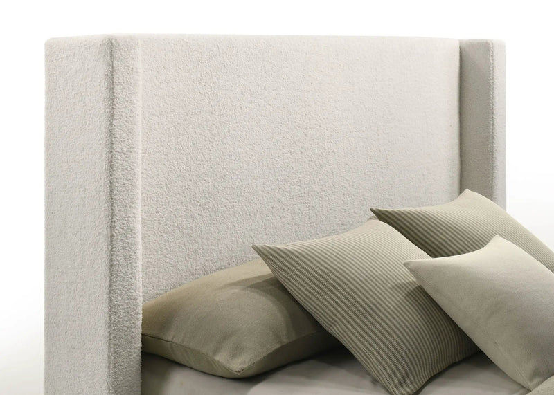 Alamosa Boucle Upholstered Queen Wingback Bed White by Unique Piece Furniture